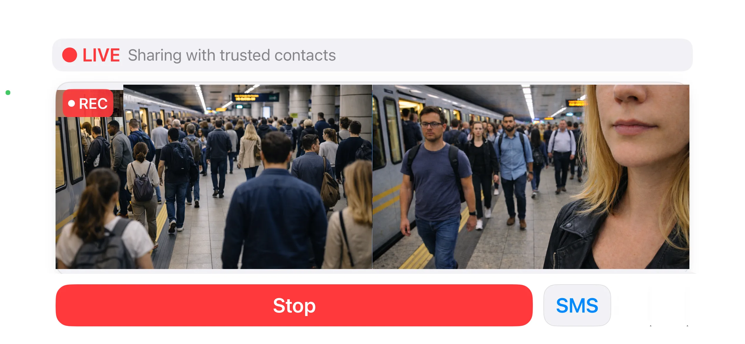 Main app screen with Start and Send Now and Start Loop Recording actions